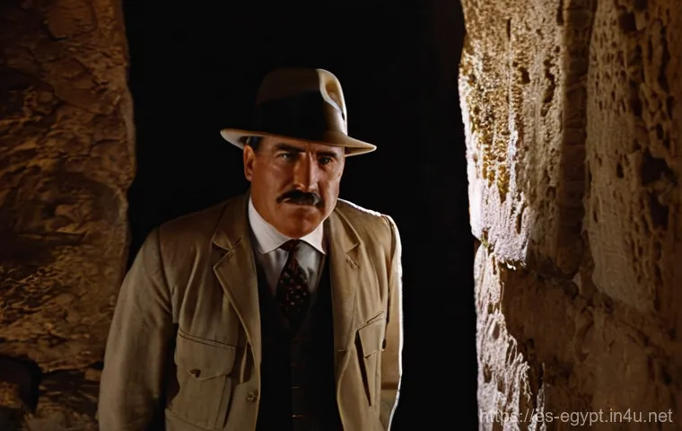 이집트 투탕카멘 무덤 발견 이야기 - **Prompt 1: The First Glimpse into the Tomb**
"A dramatic, cinematic shot depicting Howard Carte...