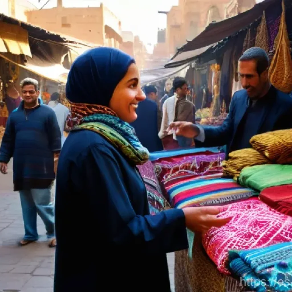 이집트에서 흔한 사기 수법과 피하는 법 - **Prompt:** A vibrant and bustling Egyptian souk scene, filled with colorful textiles, spices, and t...