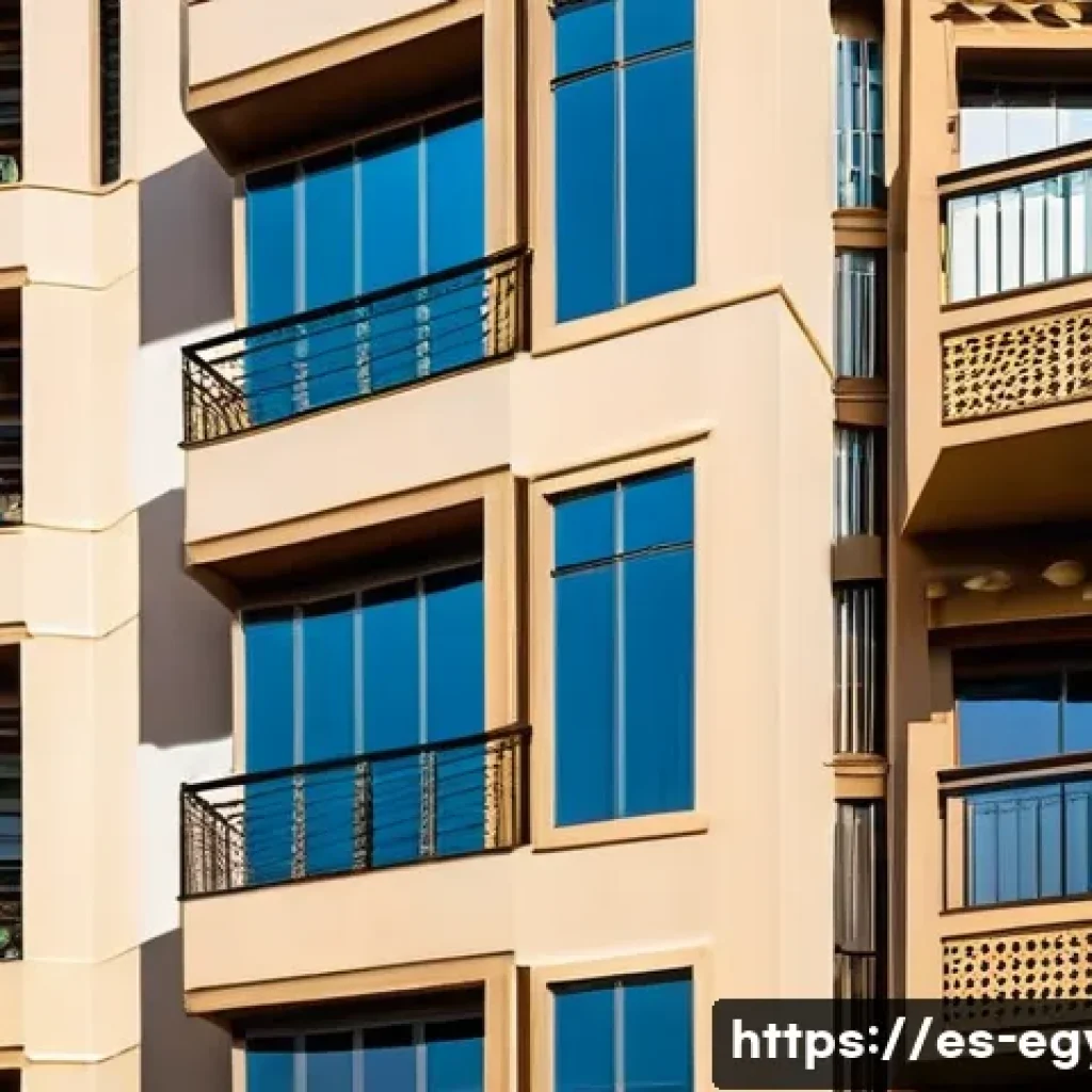 이집트의 주거 형태와 부동산 가격 - A modern urban apartment complex in Cairo, showcasing a blend of contemporary architecture with trad...